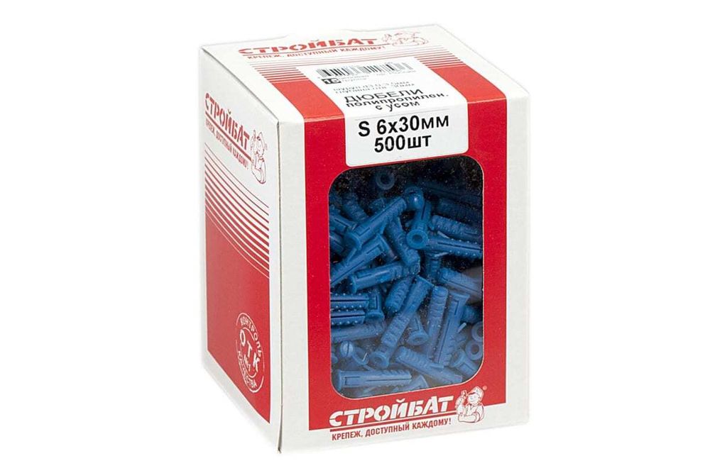 ДЮБЕЛЬ СТРОЙБАТ ПОЛИПРОПИЛЕНОВЫЙ S 6Х30 500ШТ 304280
