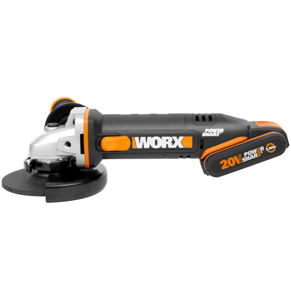 УШМ WORX WX803 аккумуляторная АКБx1*2,0Ач+1*4,0 Ач