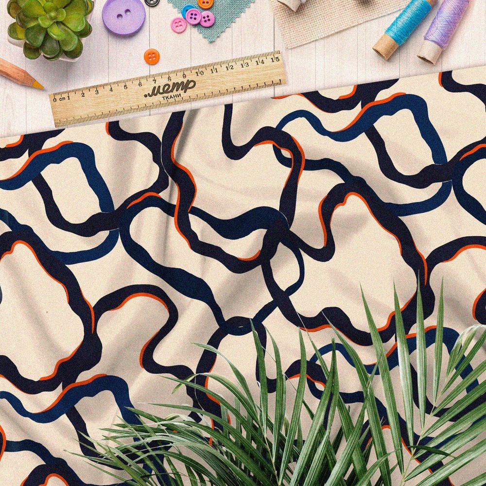 Ткань атлас нейрографические узоры