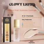 Тональная основа Global Fashion, Glowy Liquid Foundation 4in1:Primer+Concealer+Highlighter+BB cream, SPF 15, 37