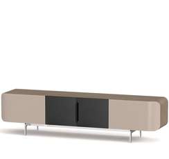 Тумба под ТВ SG-46, 220х51 см, бежевая экокожа, шпон ореха