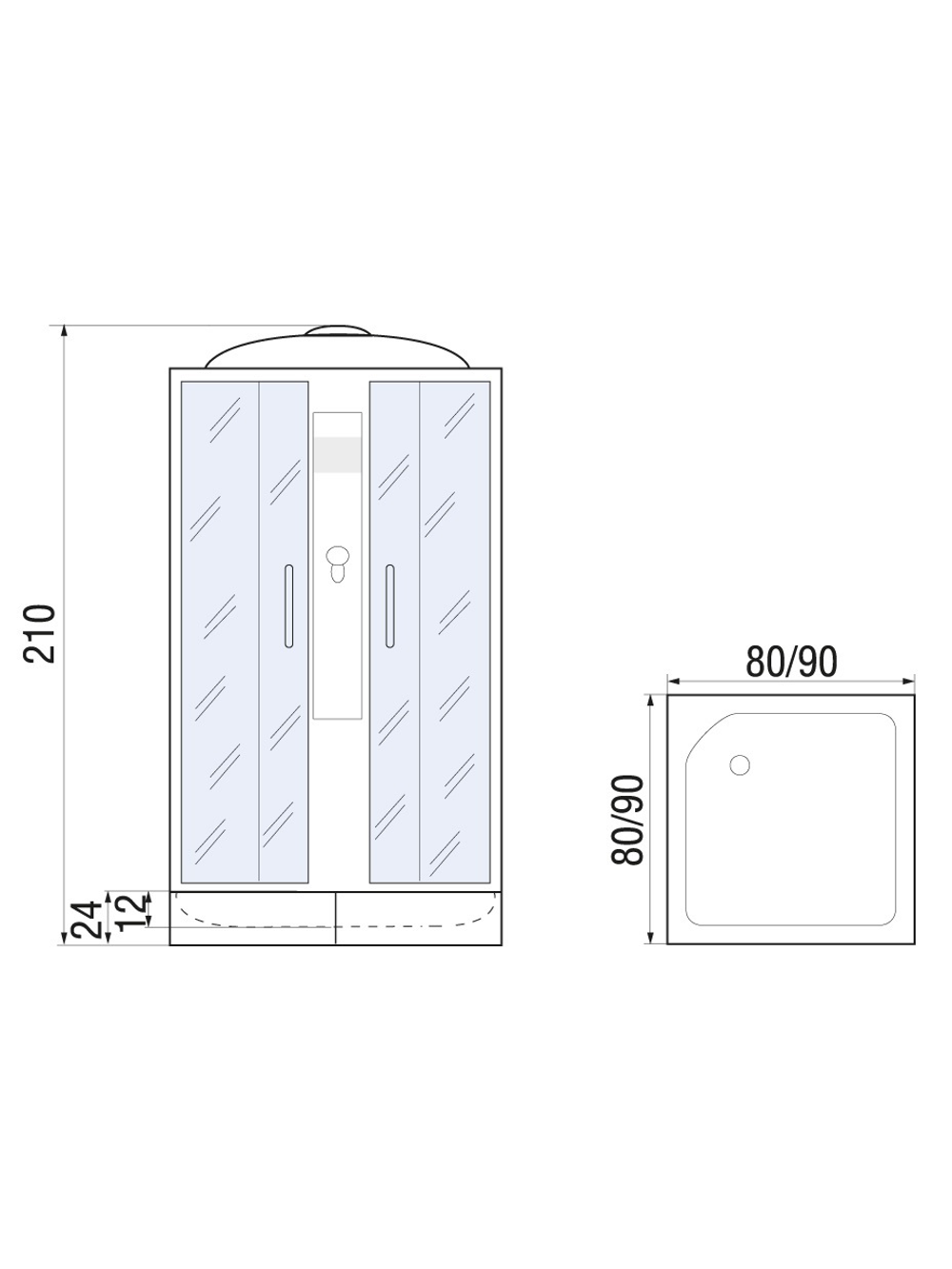 Душевая кабина RIVER QUADRO 80/24 МТ 80x80x210 10000000765 Универсальная Квадратная