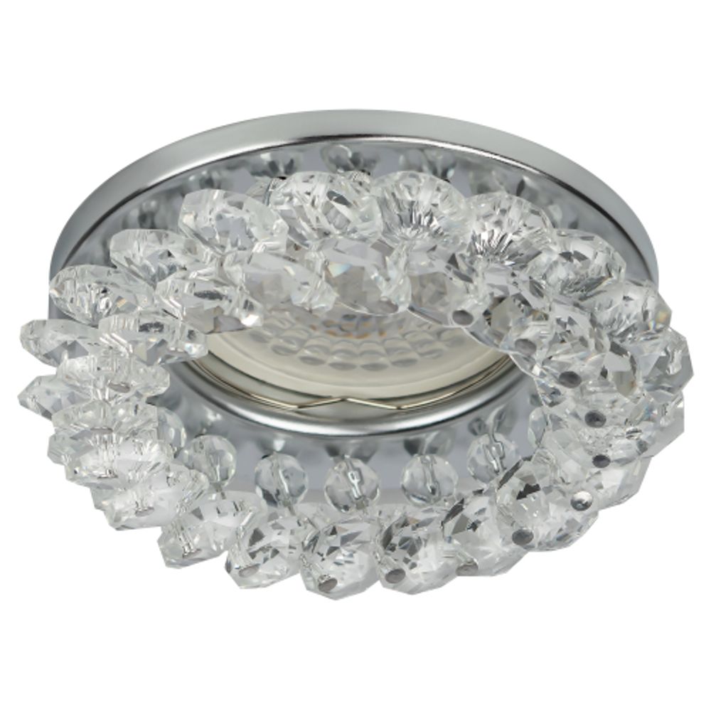 Светильник встраиваемый декоративный ЭРА DK16 CH/WH под лампу MR16 GU5.3 декор с хрусталиками прозрачный/хром | Декоративные встраиваемые светильники