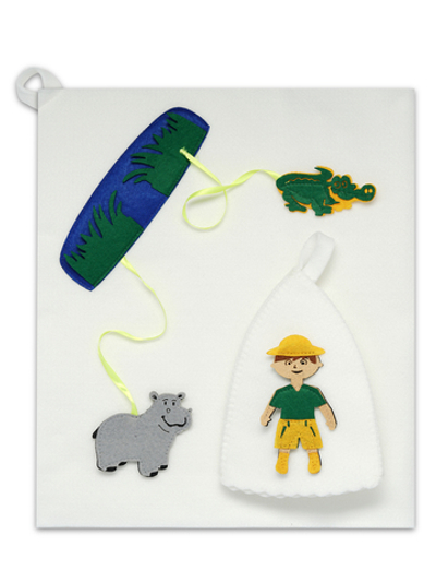 Набор банный для детей с апплекацией "На берегу Нила"(шапка+коврик 40*70 см)