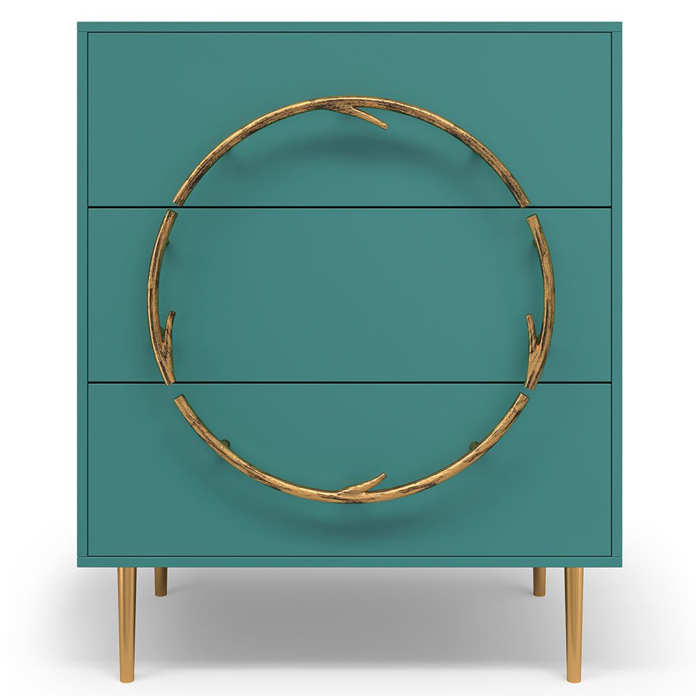 Комод Арт Колор matte Стайл Голд с 3 ящиками Пастельно-синий матовый