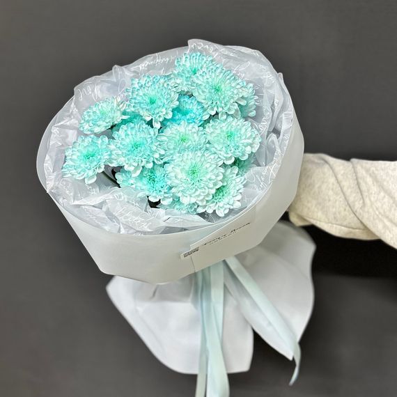 Монобукет из бирюзовых хризантем