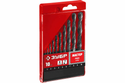 Набор сверл по металлу ЗУБР Мастер быстрорежущая сталь Р4М2, класс В, 10 шт, 1-10 мм 29605-H10