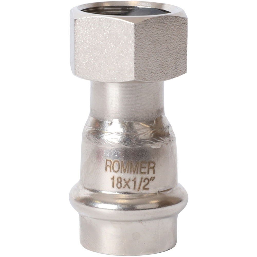 ROMMER Переходник с накидкой гайкой 18x1/2" из нержавеющей стали прессовой