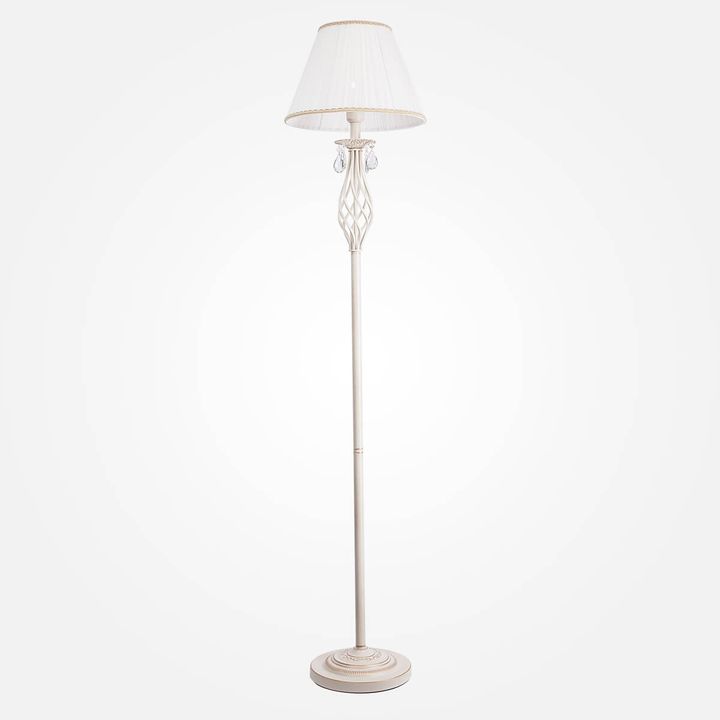 Торшер Eurosvet 10073/1 белый с золотом/прозрачный хрусталь Strotskis