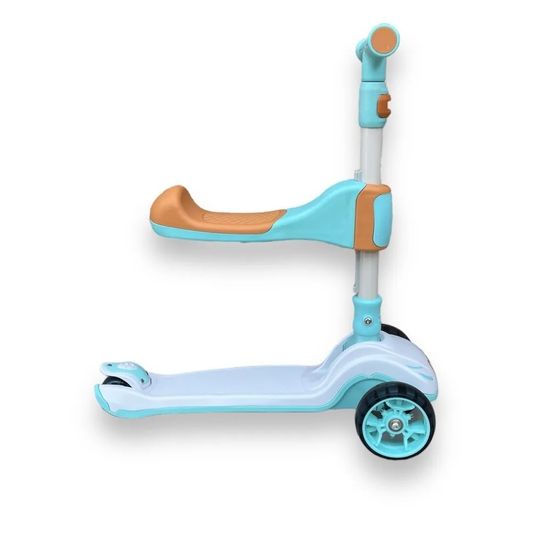 Самокат-беговел 3 в 1 Scooter Micar Transformer складной со светящимися колесами, сиденьем и родительской ручкой ментоловый