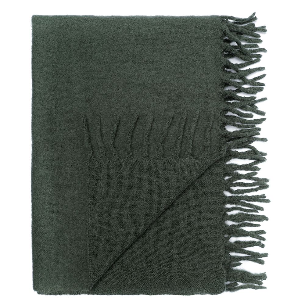 Плед мохеровый хвойно-зеленого цвета из коллекции Essential, 130х180 см