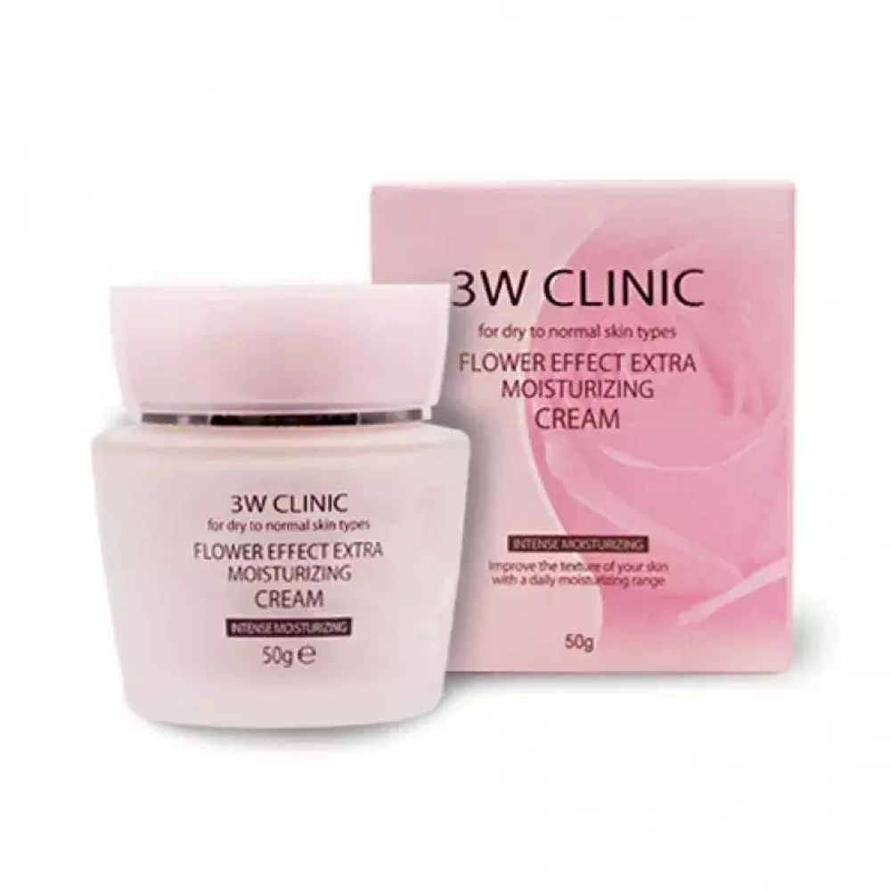 "3W CLINIC" Увлажняющий крем для лица с цветочными экстрактами, 50 гр