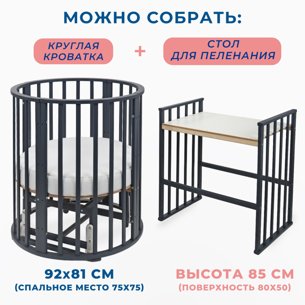 Кроватка МИШКА 7 в 1 МАЯТНИК