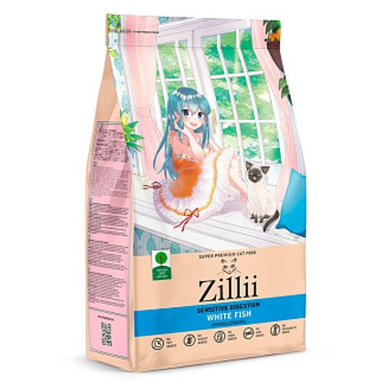 Zillii Sensitive Digestion Cat Сухой корм для взрослых кошек с чувствительным пищеварением Белая Рыба