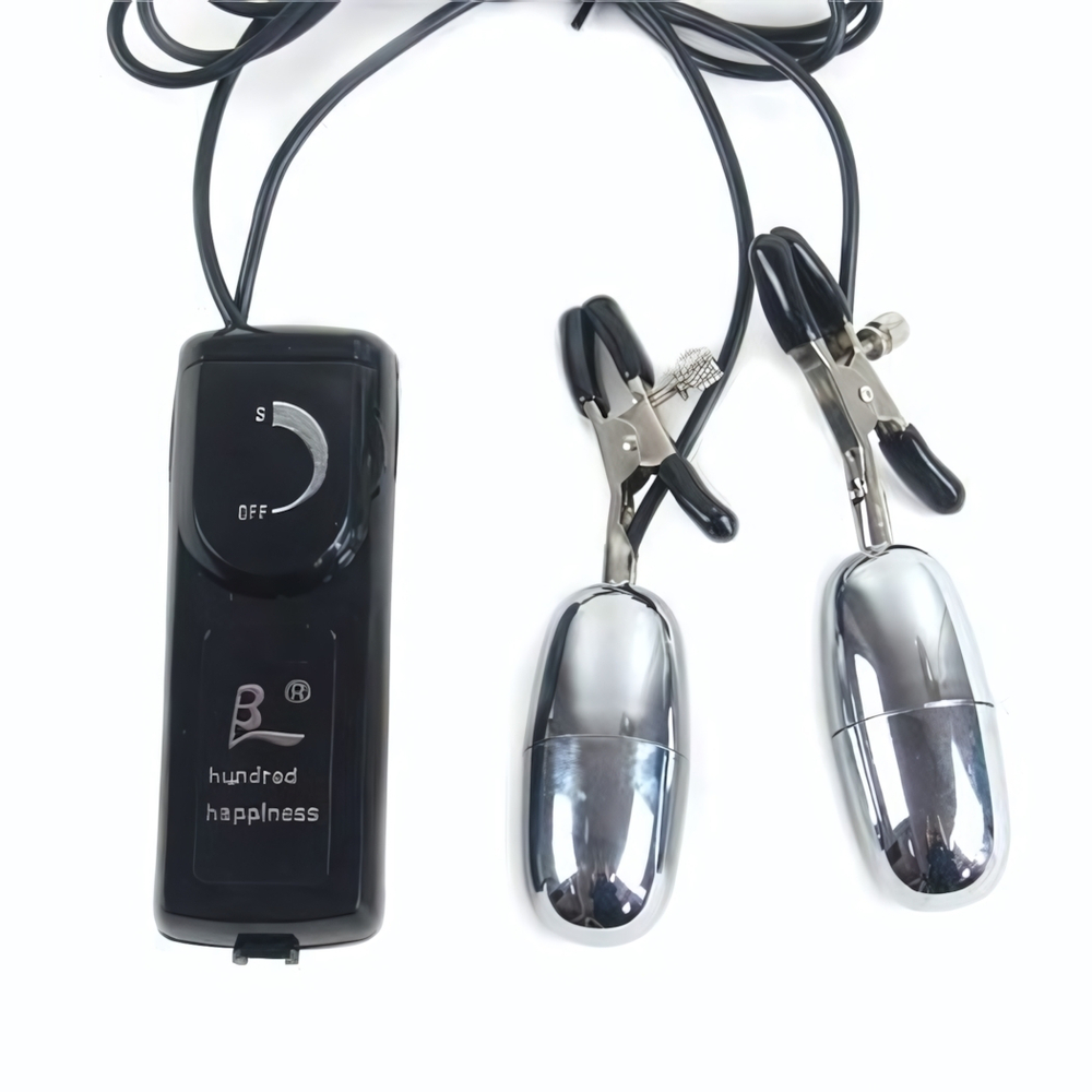 Зажимы на соски с вибрацией (Цвет: серебро)