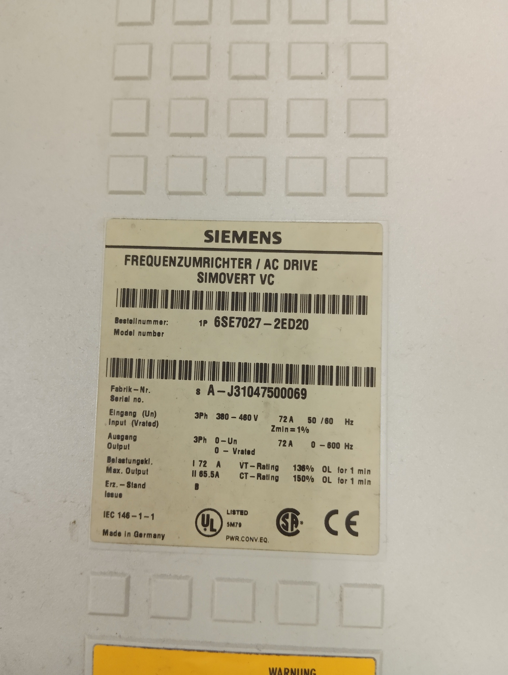 Siemens 6SE7027-2ED20* б/у