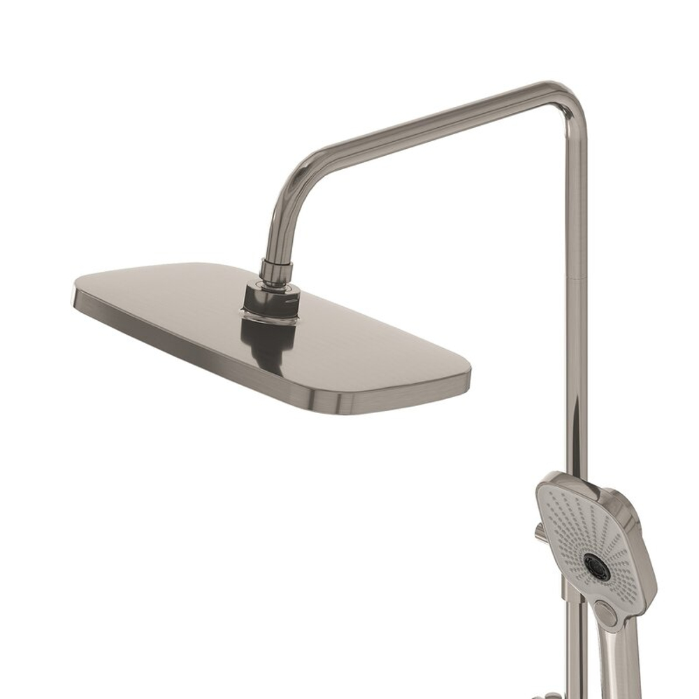 Душевая стойка Grossman Mercury 500.K35.10.120 с верхним душем,ручной лейкой и смесителем, брашированный никель,1 место