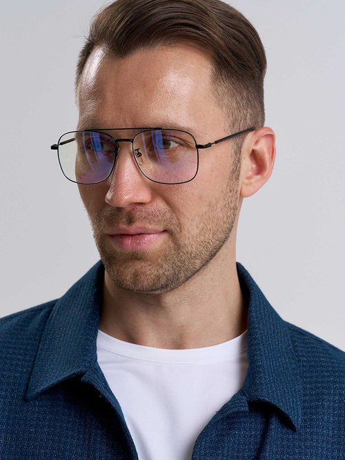 Сорочка мужская ZEER длинный рукав, цвет темно-синий, клетка 55041 02