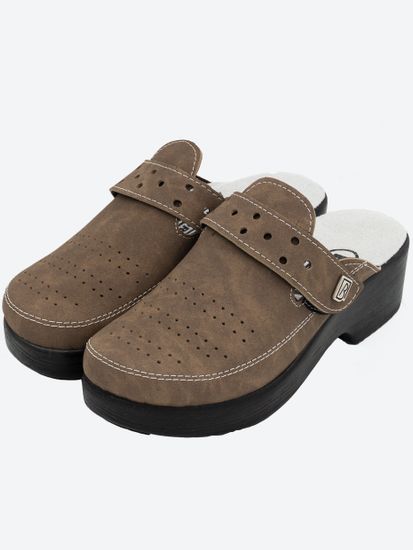 501 | "Natasa" | Коричневые женские медицинские сабо с закрытым носом