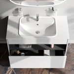 База под раковину с нишей и 1 ящиком, 100 см, белый глянец, универсальная