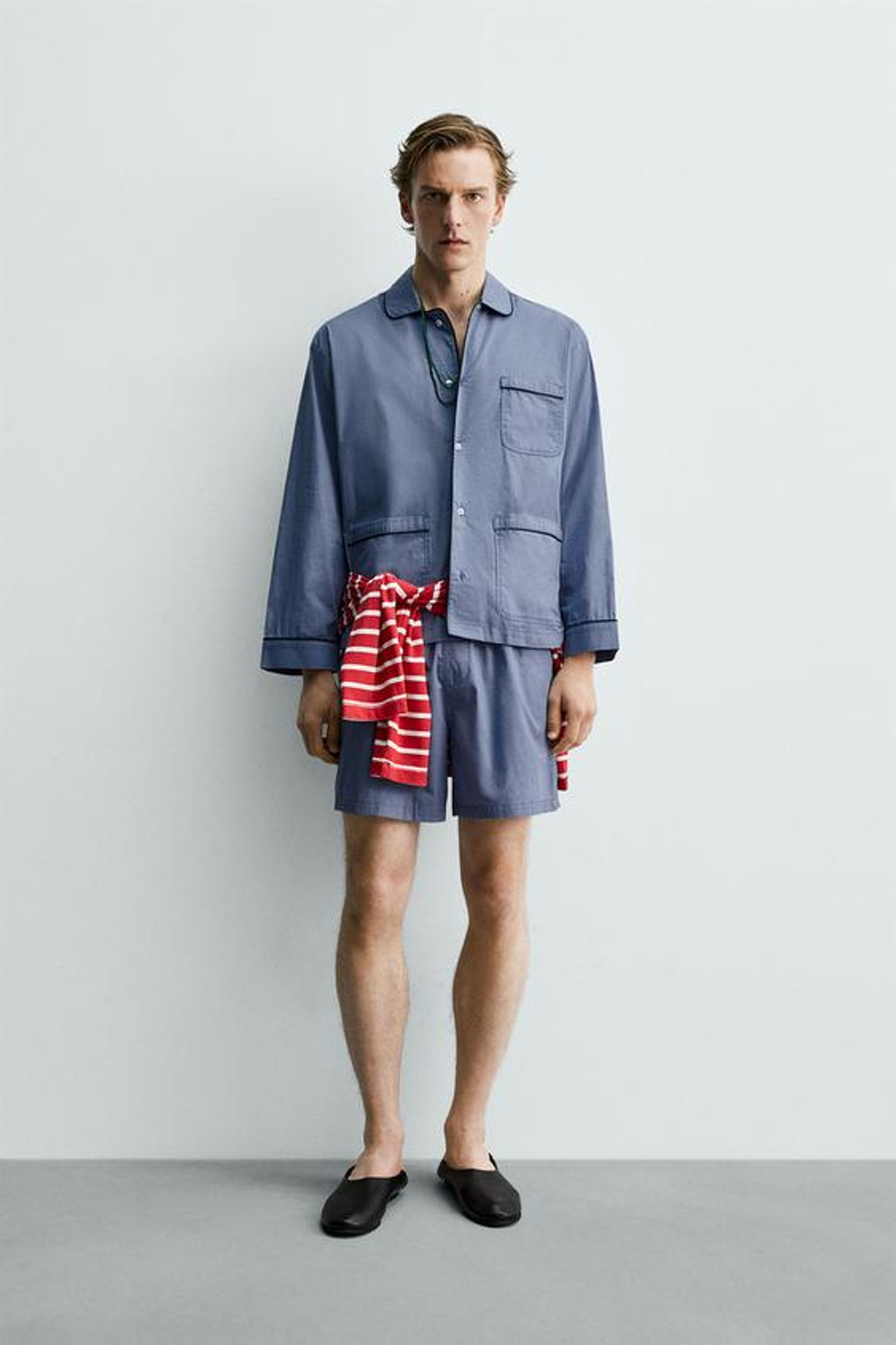 ZARA Х AARON LEVINE ПИЖАМНЫЙ КОСТЮМ С ШОРТАМИ, НЕБЕСНО-ГОЛУБОЙ