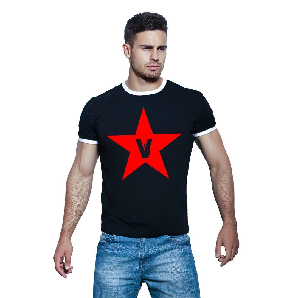 Черная футболка с принтом-звездой (Размер: M) (Цвет: черный)