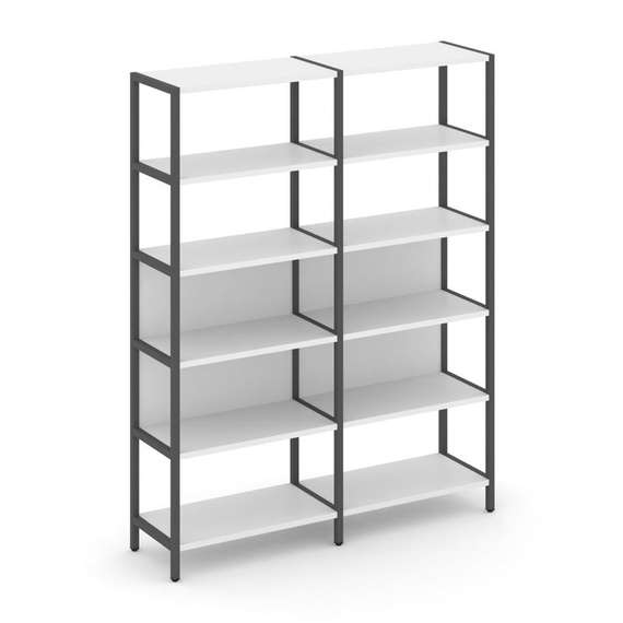 Shelf System Двухсекционный стеллаж пятиярусный SN.STM-521 Белый/Металл Антрацит 1590*400*1980