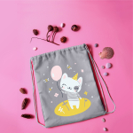 Мешок в садик 33х40, Котик (серый)