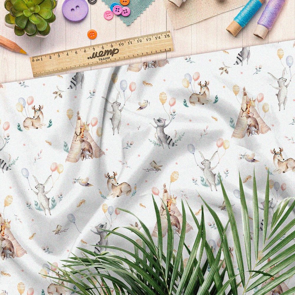 Ткань штапель акварельные вигвамы