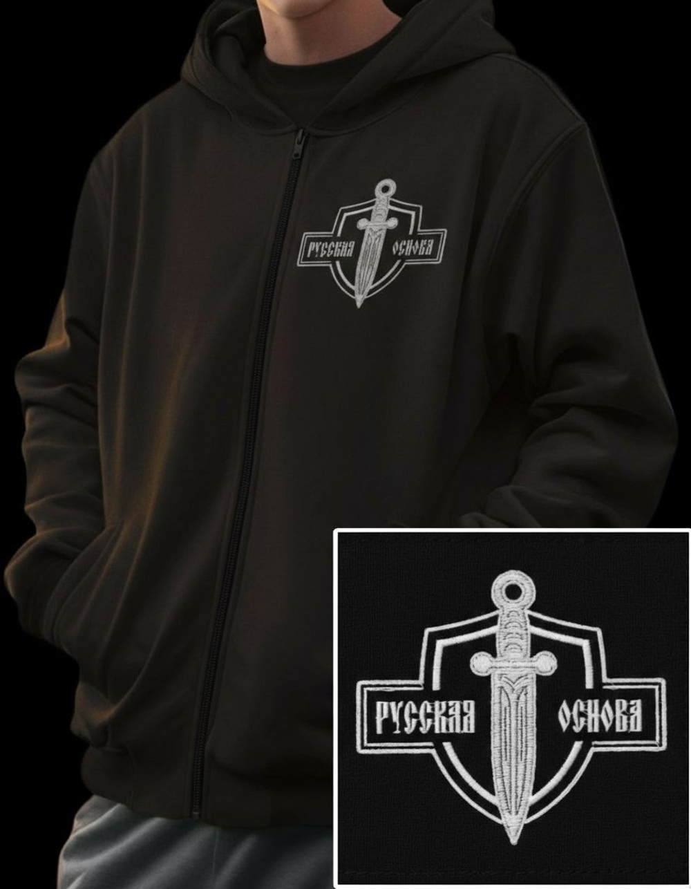 Худи c вышивкой "Лого", черное