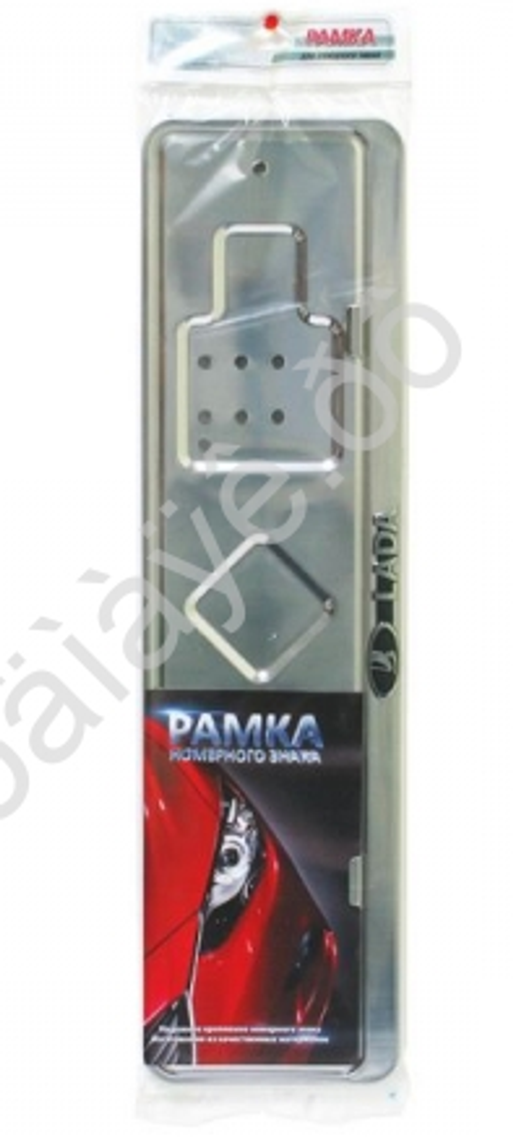 Рамка под номер Нержавейка NONAME с Широким полем рельеф с надписью "LADA" серебро 1шт 776022