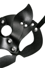 Черная кожаная рельефная маска кошки (Цвет: черный)
