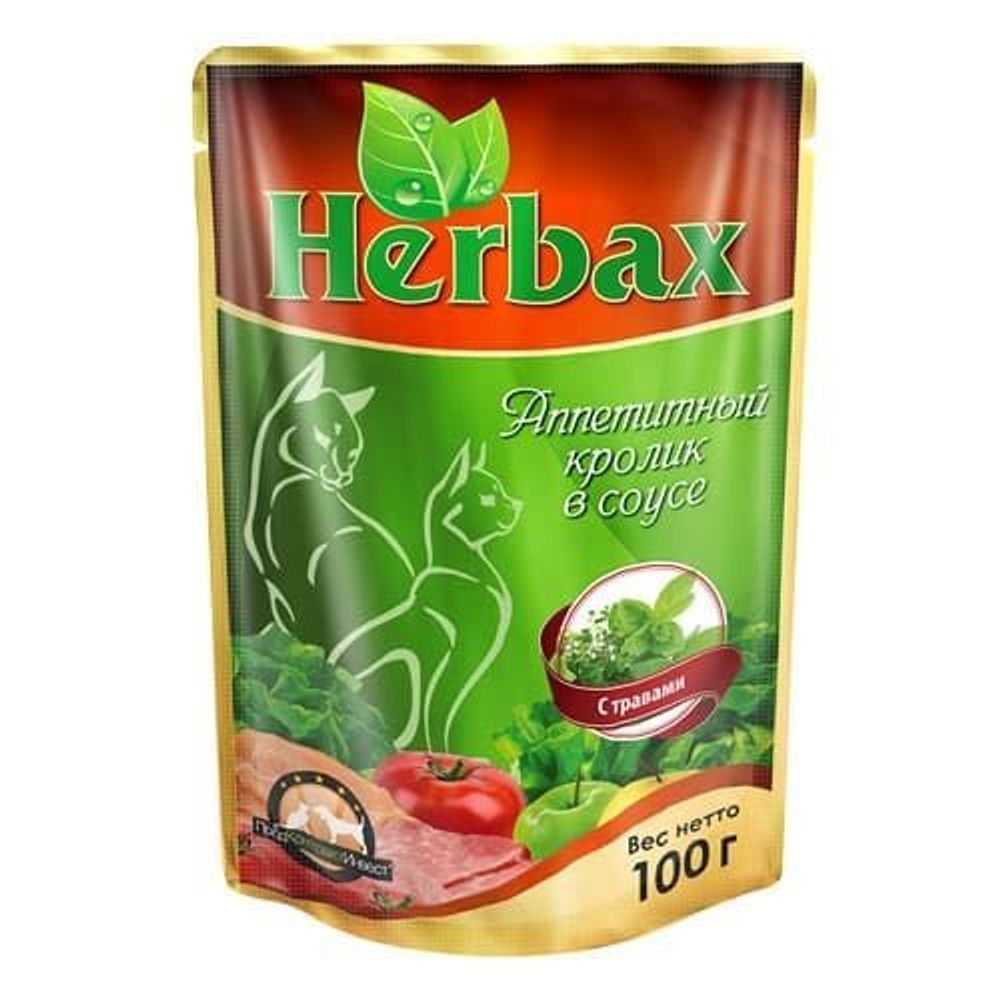 Herbax 100 гр. пауч для кошек Аппетитный кролик в соусе с травами
