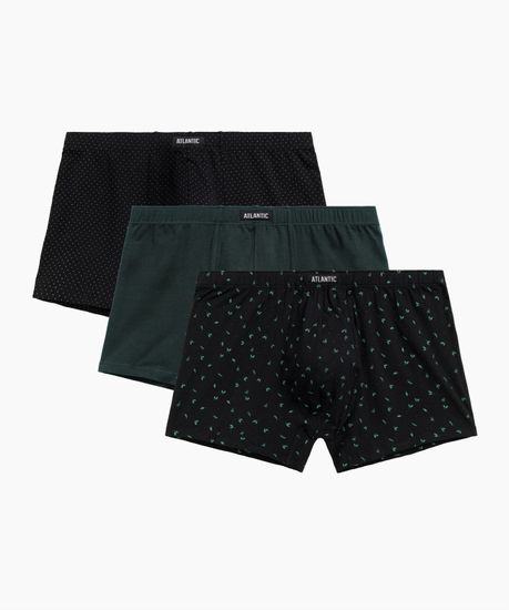 Трусы мужские боксеры (3шт), Atlantic 3MH-196, хлопок, черный + изумрудный