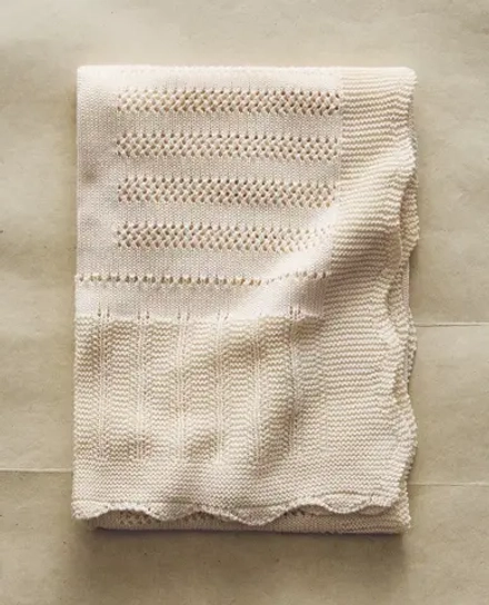 ZARA HOME ДЕТСКИЙ АЖУРНЫЙ ПЛЕД, ЭКРЮ