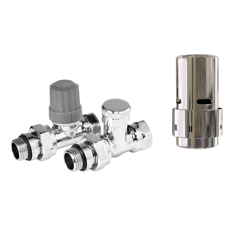 Набор термостатический прямой ROYAL THERMO Design 1/2" Click (Хром) с термоголовкой Design (Хром)