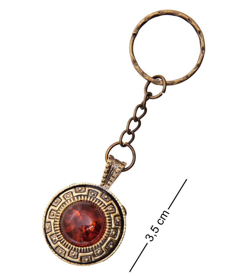 AM-3602 Брелок «Жетон Тигр» (латунь, янтарь)