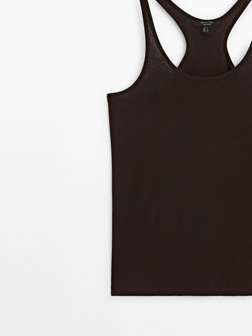 Massimo Dutti Топ из 100% хлопка с бретелями, шоколадный