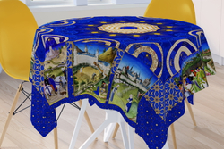 Скатерть "Времена года", по мотивам 12 миниатюр из цикла "Времена года", который входит в «Великолепный часослов герцога Беррийского», 15 век