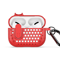 Усиленный чехол красного цвета от Dux Ducis для наушников Airpods Pro 2, серия PECM Series Case, в комплекте с карабином