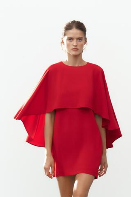 ZARA КОРОТКОЕ ПЛАТЬЕ-НАКИДКА — ZW COLLECTION, КРАСНЫЙ
