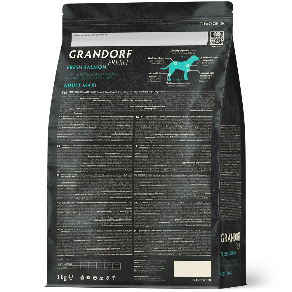 GRANDORF FRESH Свежее филе лосося с бататом для собак крупных пород