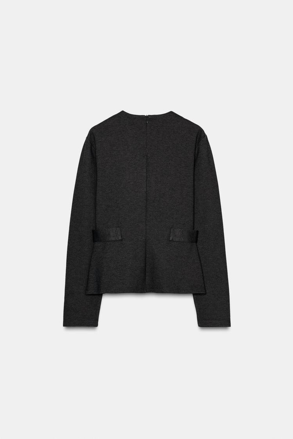 ZARA ТОП ИЗ САРЖИ С ПУГОВИЦАМИ, ТЕМНО-СЕРЫЙ