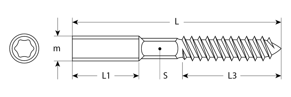 Шпилька сантехническая, шестигранник, Torx 25, М8x60мм, 4шт, оцинкованная, ЗУБР