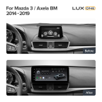 Магнитола для Mazda 3 BM, Axela 2013-2019 - Teyes LUX ONE 360 монитор 12.3", Android 10, CarPlay, 4G SIM-слот, 6/128 ГБ, 4 камеры в комплекте