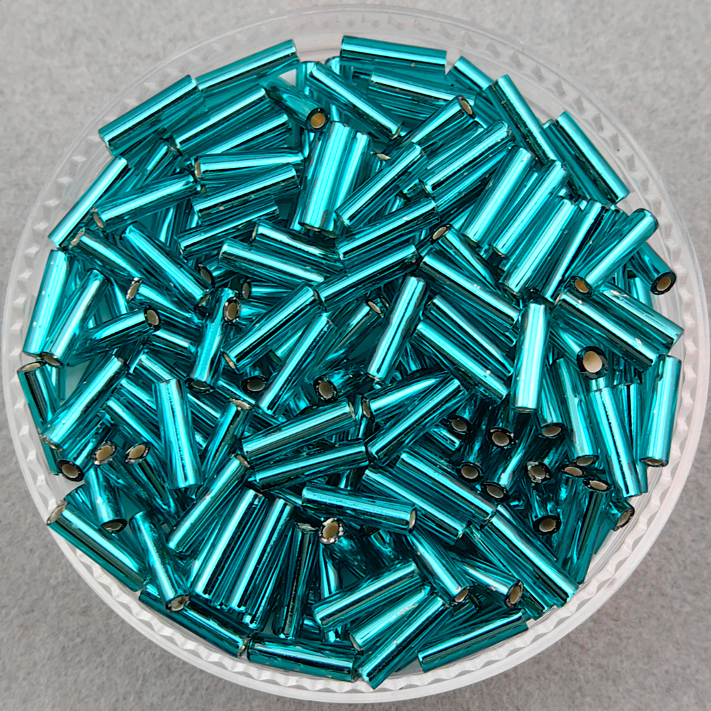 Стеклярус Miyuki Bugle, цвет #2425 (бирюзовый, с внутренним серебрением)