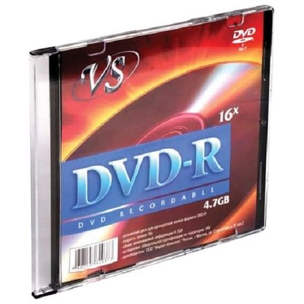 Диск DVD-R Slim Case 16х, 4,7Gb, VS