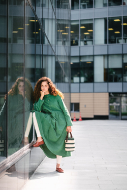 Платье оверсайз, зеленый вельвет