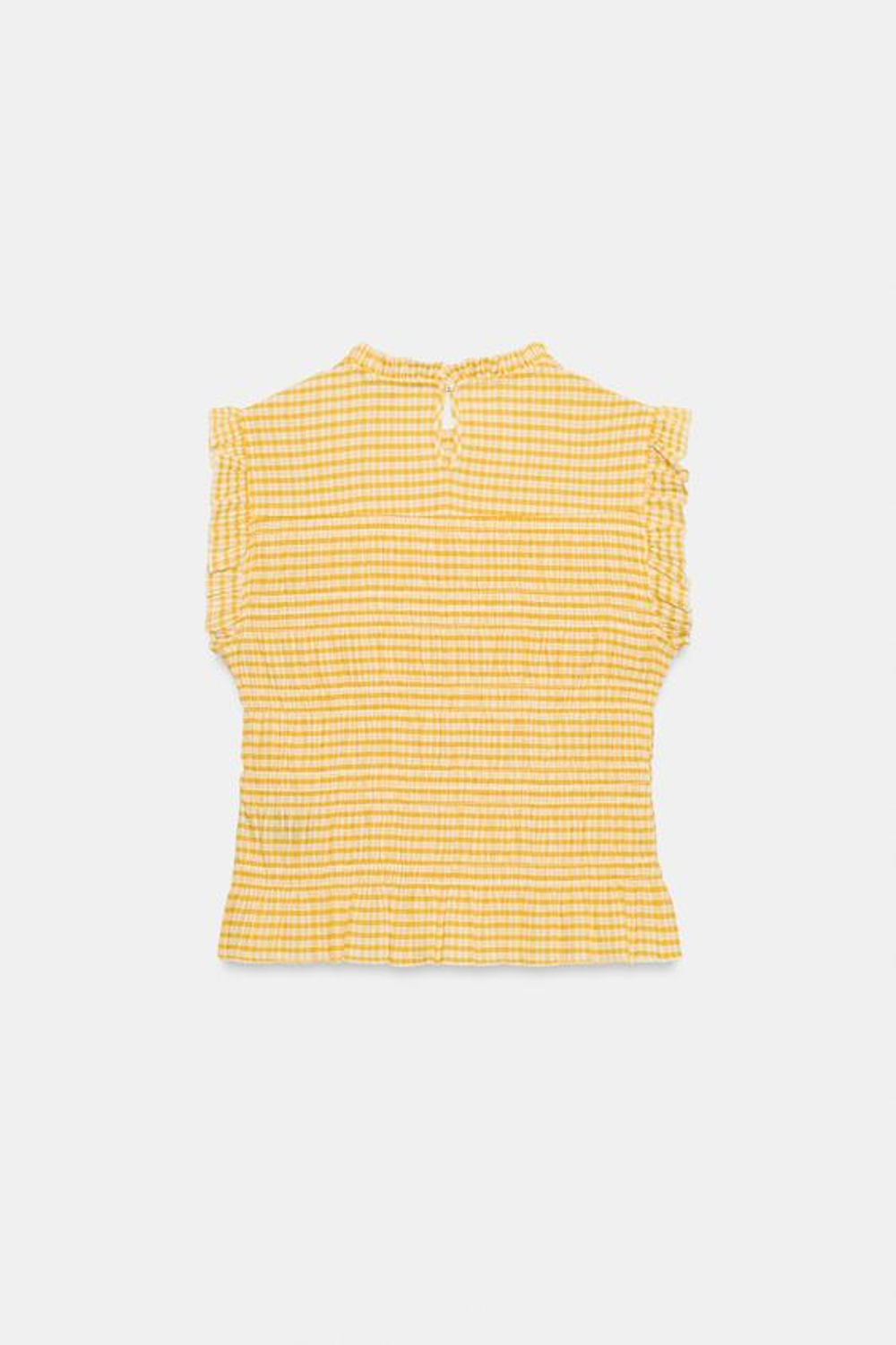 ZARA ТОП В КЛЕТКУ ВИШИ С ЭФФЕКТОМ ЖАТКИ, ЭКРЮ/ЖЕЛТЫЙ