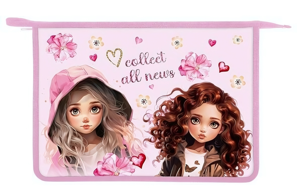 Папка для тетрадей А4ф пластиковая на молнии "Кудряшки-милашки" (Хатбер)